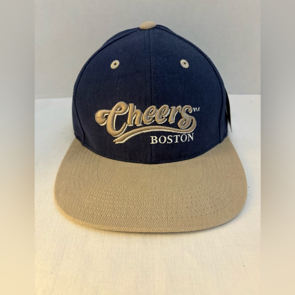 NWT Cheers Boston Embroidered Baseball Cap Blue/Tan